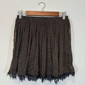 NWT Live to be Spoiled Skirt Black Metallic Gold Lace Trim, Size M
